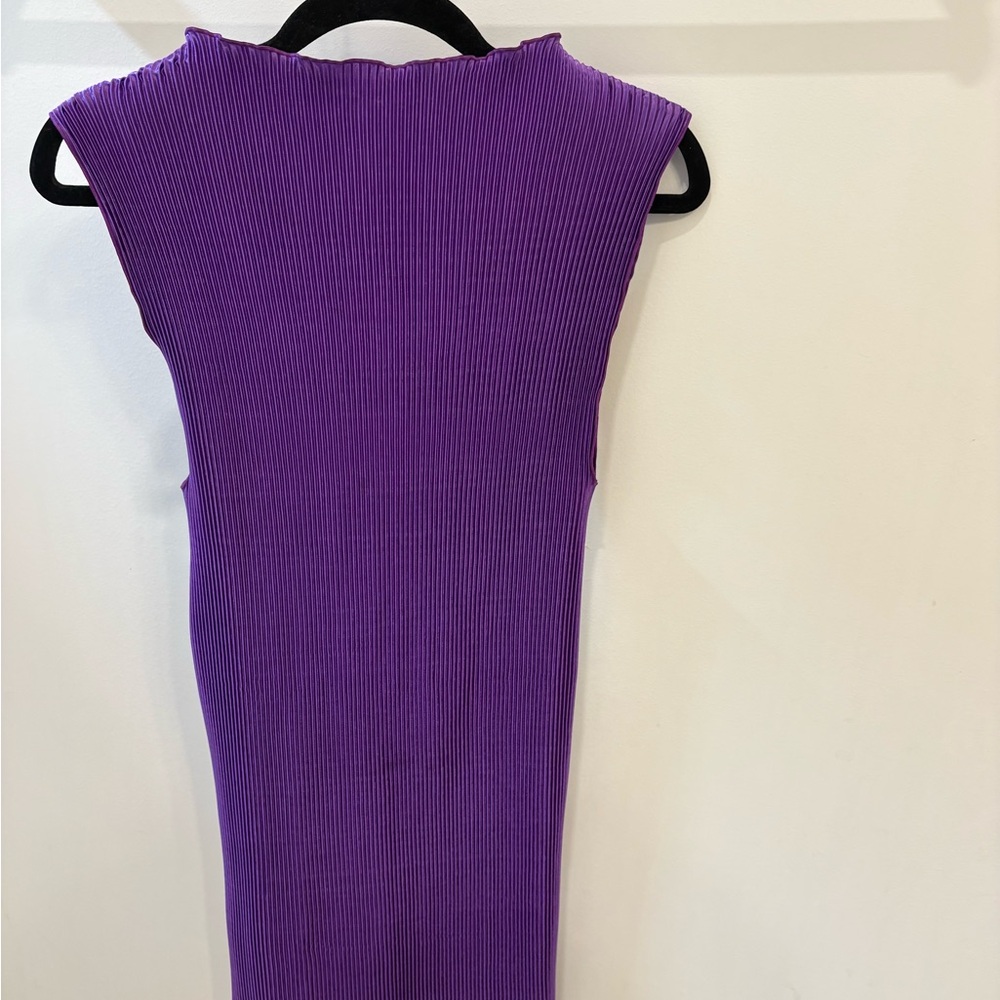 Vibrant Purple Ribbed Mini Dress - Picture 2 of 4